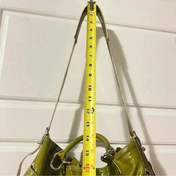 PLINIO VISIONA GREEN PATENTED  LEATHER TOTE SHOULDER BAG LEATHER MADE IN ITALY - Picture 12 of 17